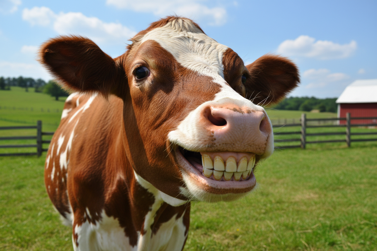 Cow Smiling with large teeth